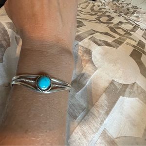 Sterling silver cuff bracelet with Turquoise stone.